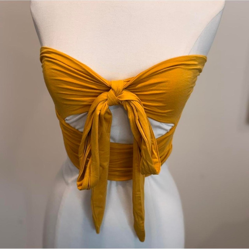 Golden Mustard Tie Front Tube Top 💛✨